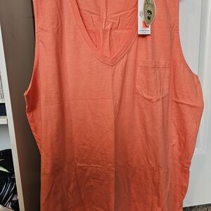 Natural Reflections V-Neck Coral Tank Top 2X Womens